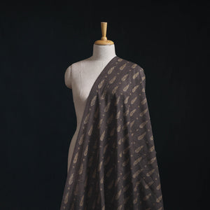 Grey - Akola Hand Block Printed Handloom Chanderi Slub Fabric 08