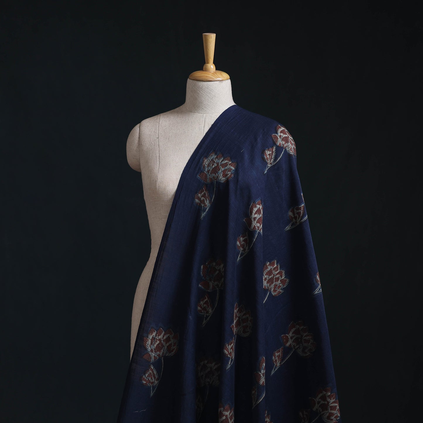 Akola Hand Block Printed Handloom Chanderi Slub Fabric 05