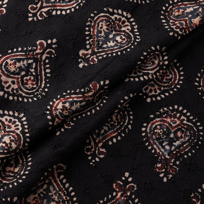 Black - Hakoba Hand Block Ajrakh Print Natural Dyed Cotton Fabric 06