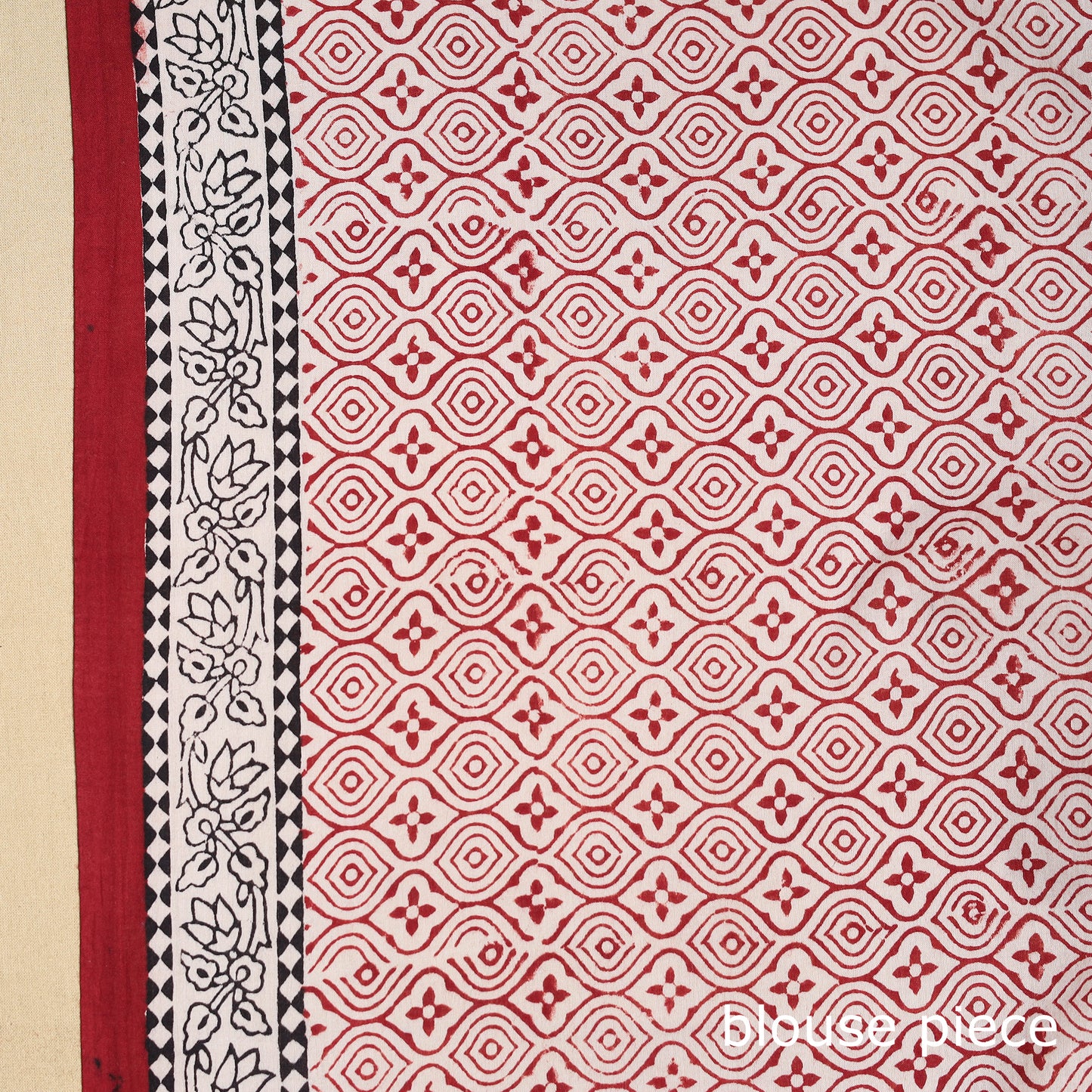 Grey Block Print Natural Dyed Cotton Bagh Saree