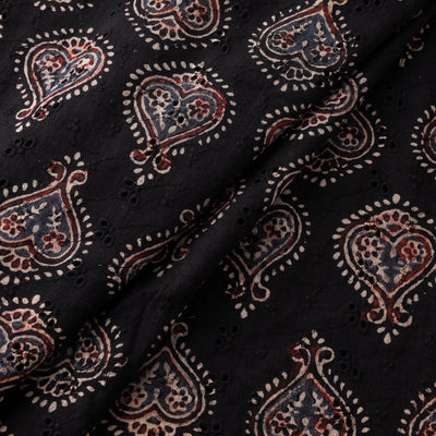 Black - Hakoba Hand Block Ajrakh Print Natural Dyed Cotton Fabric 08