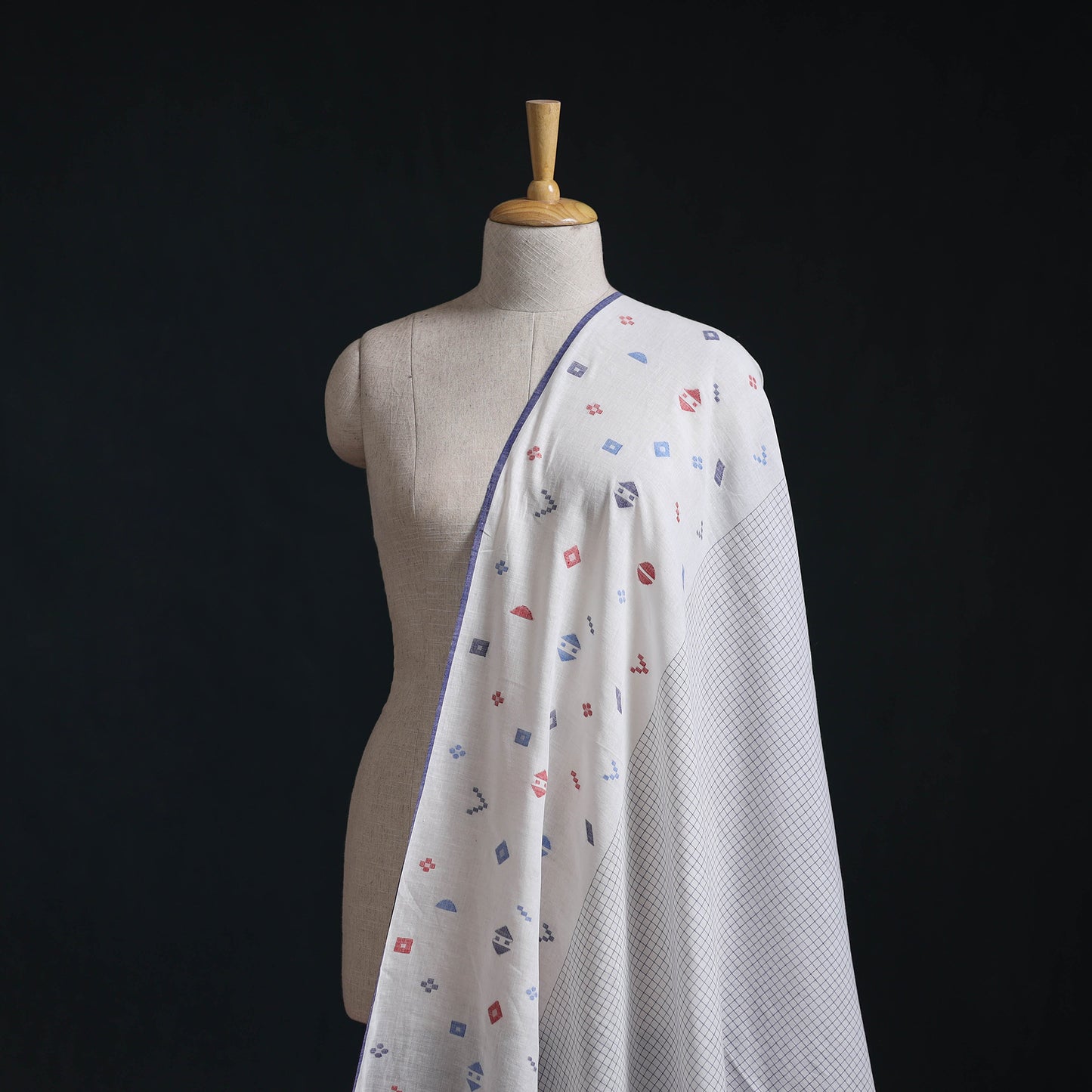 Pure Handloom Cotton Bengal Jamdani Fabric 08