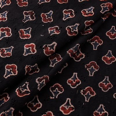 Black - Hakoba Hand Block Ajrakh Print Natural Dyed Cotton Fabric 10