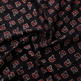 Black - Hakoba Hand Block Ajrakh Print Natural Dyed Cotton Fabric 10
