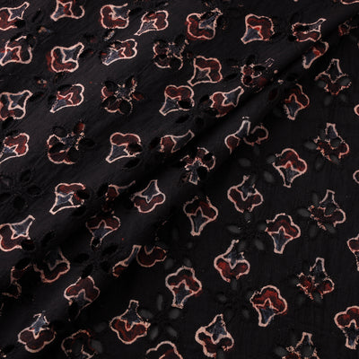 Black - Hakoba Hand Block Ajrakh Print Natural Dyed Cotton Fabric 11