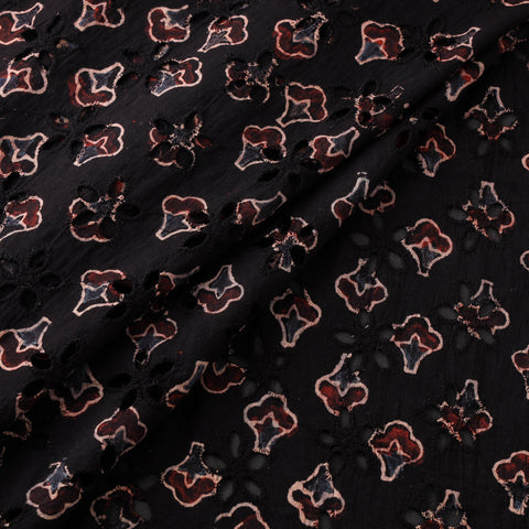 Black - Hakoba Hand Block Ajrakh Print Natural Dyed Cotton Fabric 11