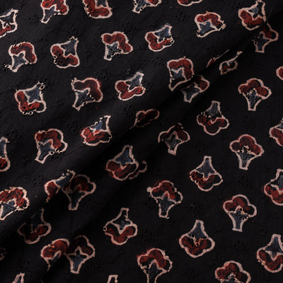 Black - Hakoba Hand Block Ajrakh Print Natural Dyed Cotton Fabric 12