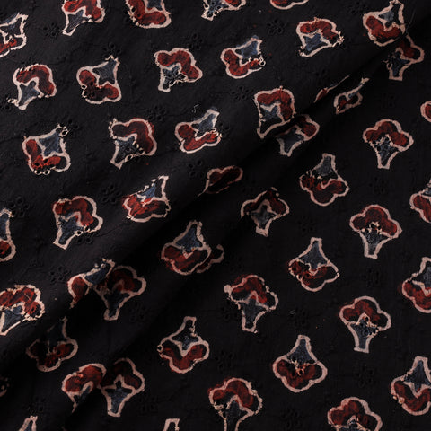 Black - Hakoba Hand Block Ajrakh Print Natural Dyed Cotton Fabric 12