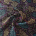 Purple - Srikalahasti Pen Work Natural Dyed Handpainted Kalamkari Kota Doria Silk Fabric 09