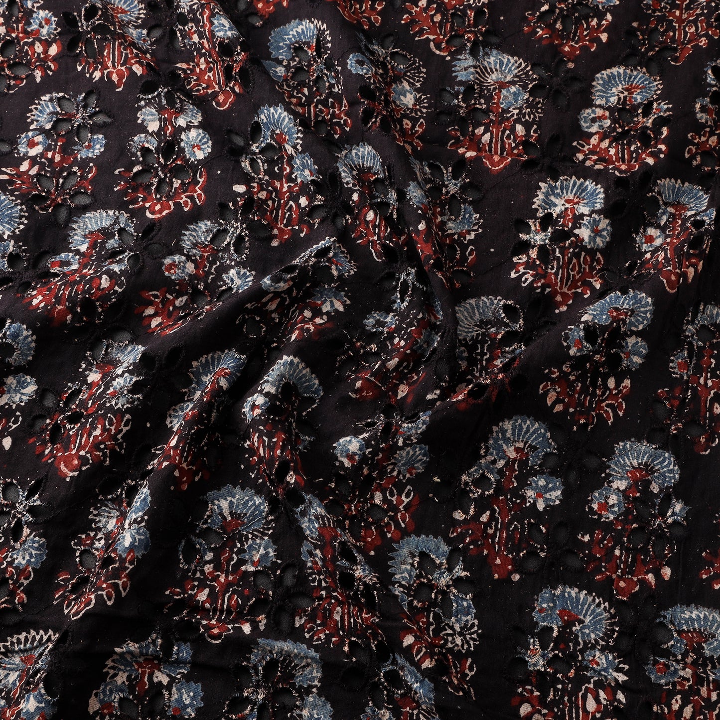 Black - Hakoba Hand Block Ajrakh Print Natural Dyed Cotton Fabric 13