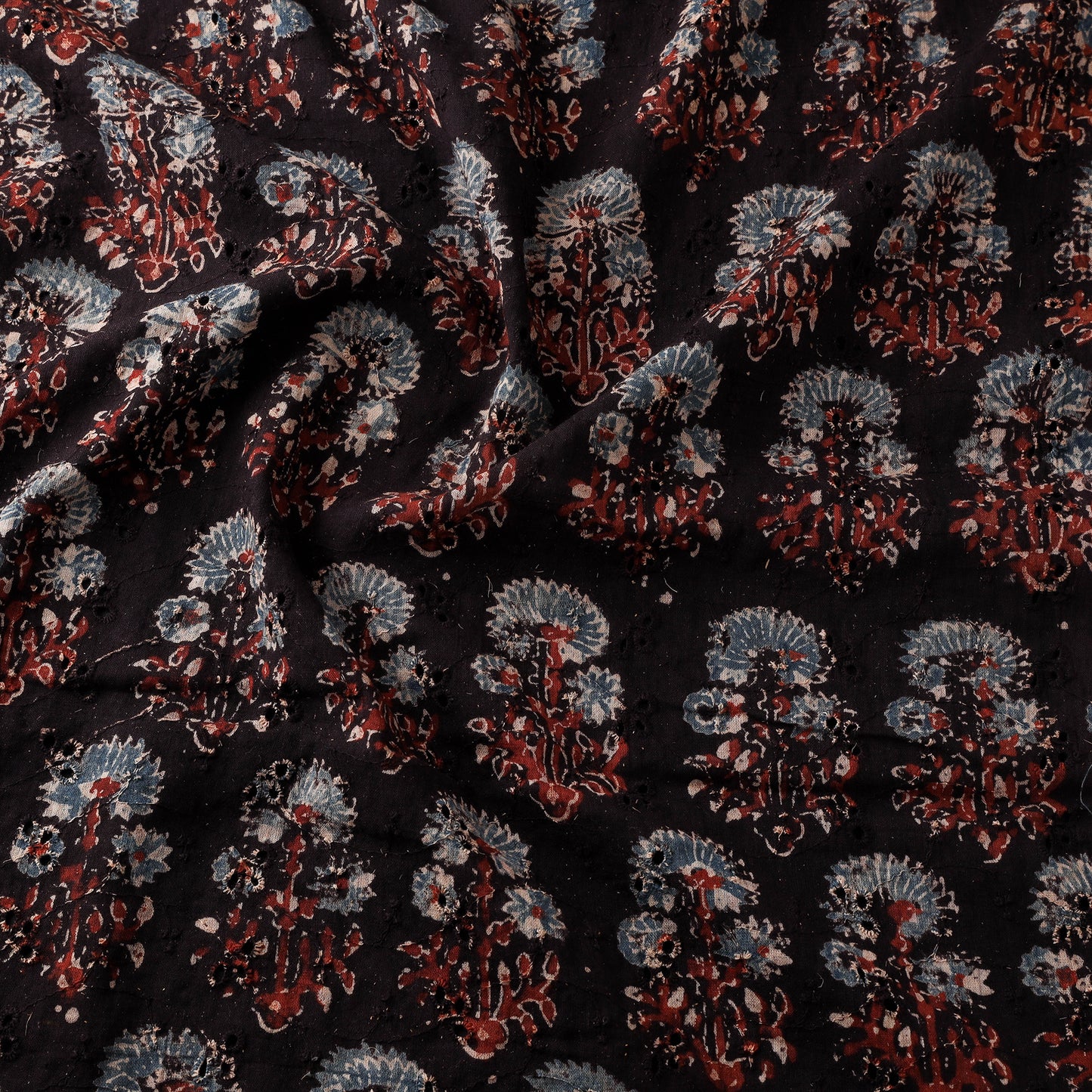 Black - Hakoba Hand Block Ajrakh Print Natural Dyed Cotton Fabric 14