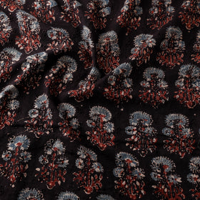 Black - Hakoba Hand Block Ajrakh Print Natural Dyed Cotton Fabric 14