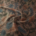 Beige - Srikalahasti Pen Work Natural Dyed Handpainted Kalamkari Kota Doria Silk Fabric 11