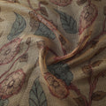 Beige - Srikalahasti Pen Work Natural Dyed Handpainted Kalamkari Kota Doria Silk Fabric 12