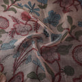 Beige - Srikalahasti Pen Work Natural Dyed Handpainted Kalamkari Kota Doria Silk Fabric 13