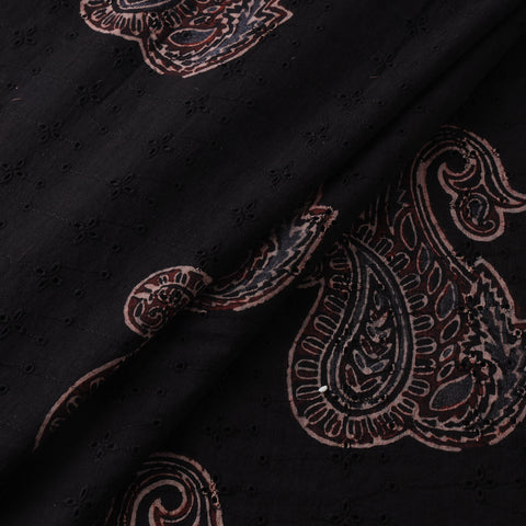Black - Hakoba Hand Block Ajrakh Print Natural Dyed Cotton Fabric 21