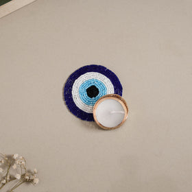 Hand embroidered evil eye beaded tealight candle holder 05