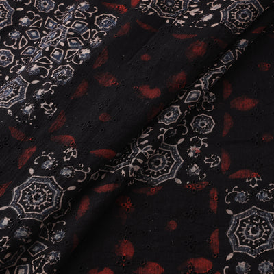 Black - Hakoba Hand Block Ajrakh Print Natural Dyed Cotton Fabric 22