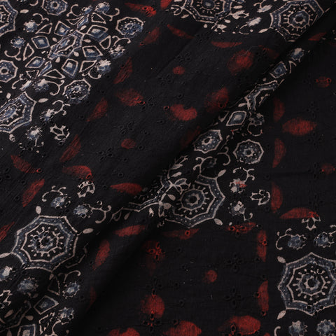 Black - Hakoba Hand Block Ajrakh Print Natural Dyed Cotton Fabric 22