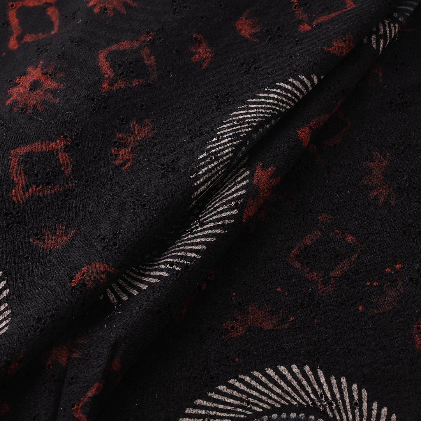 Black - Hakoba Hand Block Ajrakh Print Natural Dyed Cotton Fabric 23