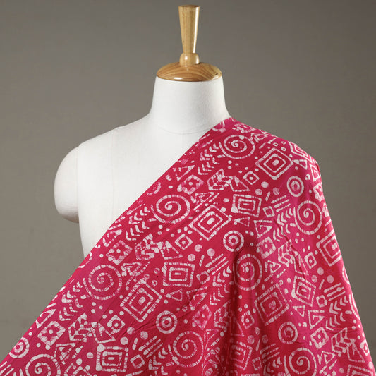 Pink - Hand Batik Printed Pure Cotton Fabric