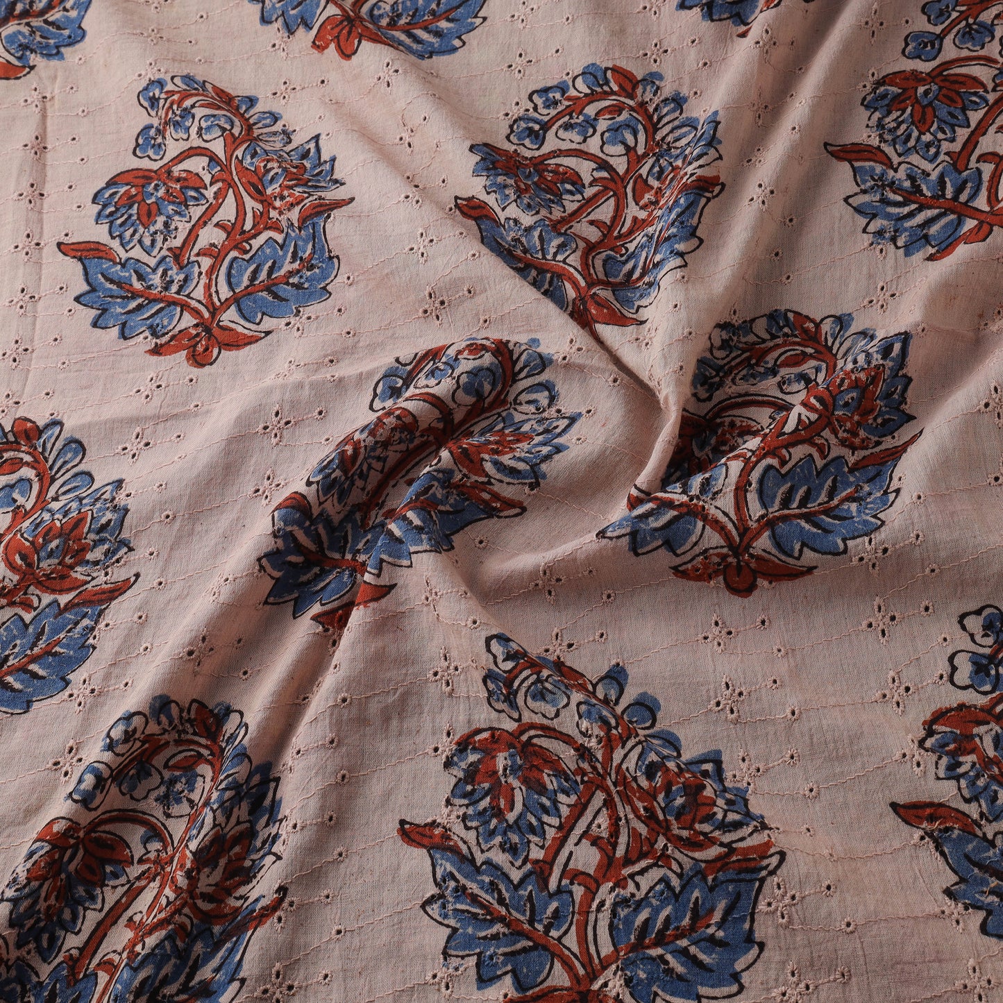 Beige - Hakoba Hand Block Ajrakh Print Natural Dyed Cotton Fabric 26