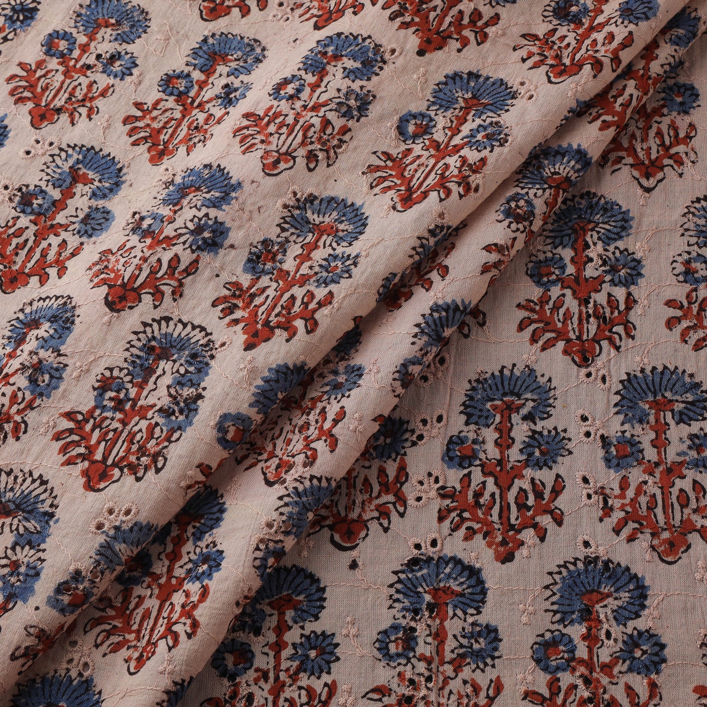 Beige - Hakoba Hand Block Ajrakh Print Natural Dyed Cotton Fabric 27