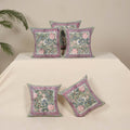 Green - cotton sanganeri floral cushion cover (set of 5) 23