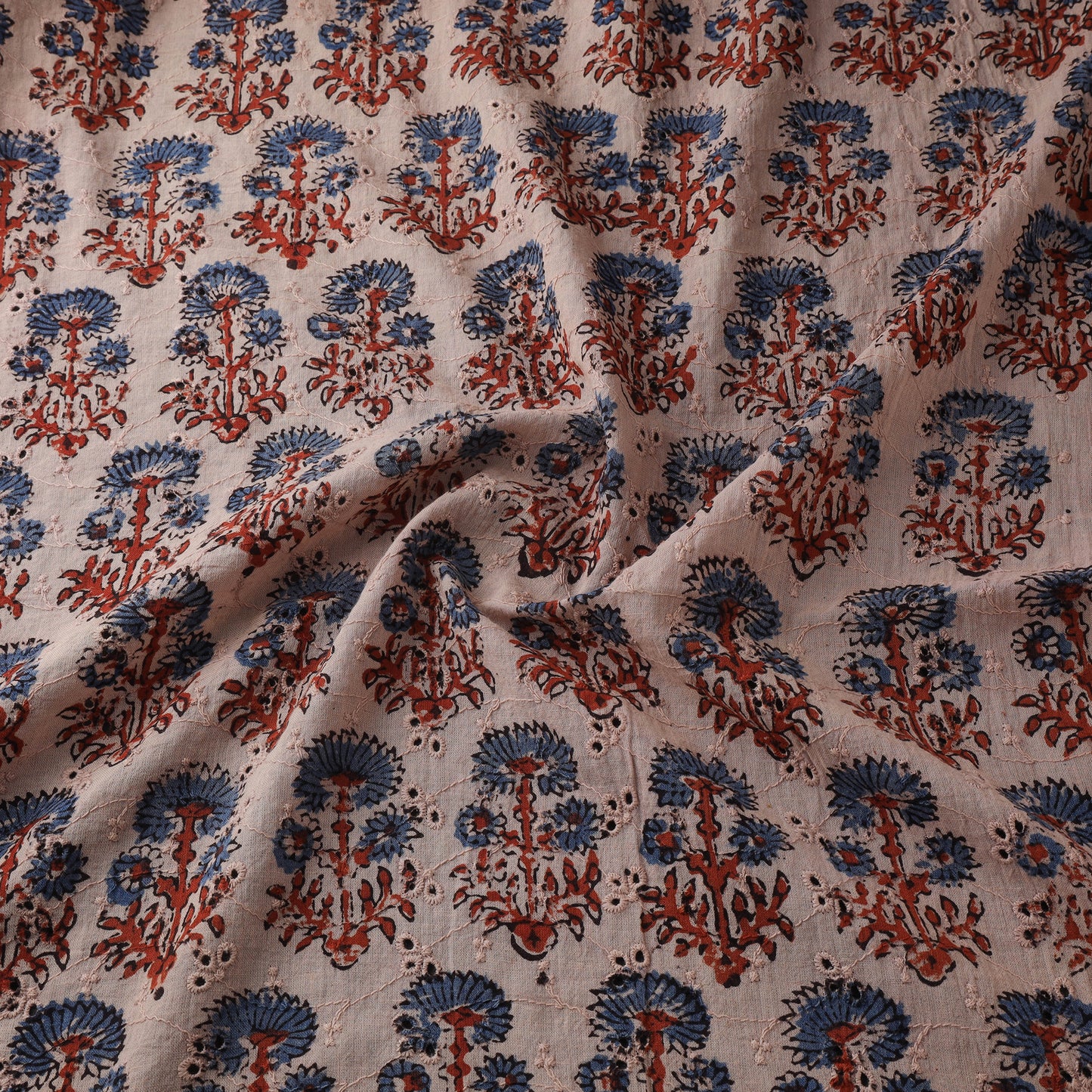 Beige - Hakoba Hand Block Ajrakh Print Natural Dyed Cotton Fabric 27