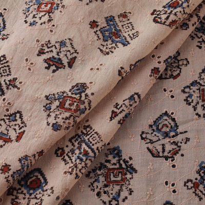 Beige - Hakoba Hand Block Ajrakh Print Natural Dyed Cotton Fabric 30