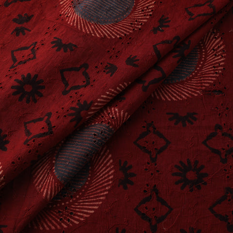 Red - Hakoba Hand Block Ajrakh Print Natural Dyed Cotton Fabric 32