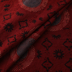 Red - Hakoba Hand Block Ajrakh Print Natural Dyed Cotton Fabric 32