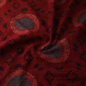 Red - Hakoba Hand Block Ajrakh Print Natural Dyed Cotton Fabric 32