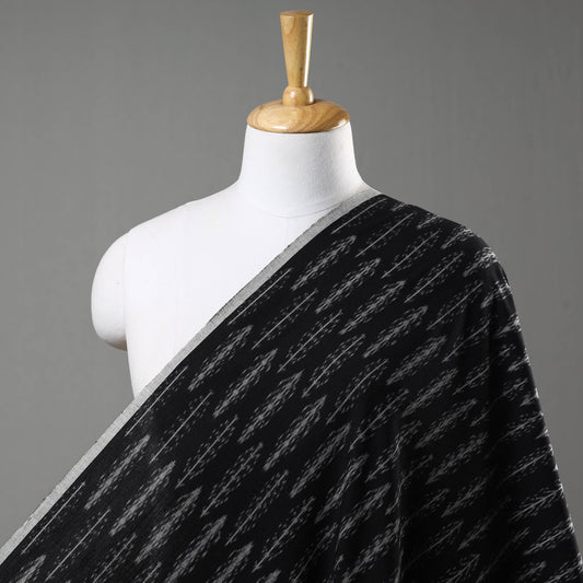 Arrow Design Motif On Black Pochampally Central Asian Ikat Cotton Handloom Fabric