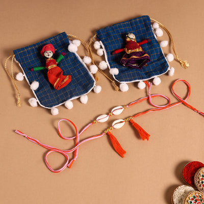  Handmade Shell & Bead Work Rakhi & Lumba Set