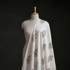 White - Sanganeri Hand Block Mughal Print Cotton Fabric 16