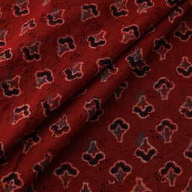 Red - Hakoba Hand Block Ajrakh Print Natural Dyed Cotton Fabric 38