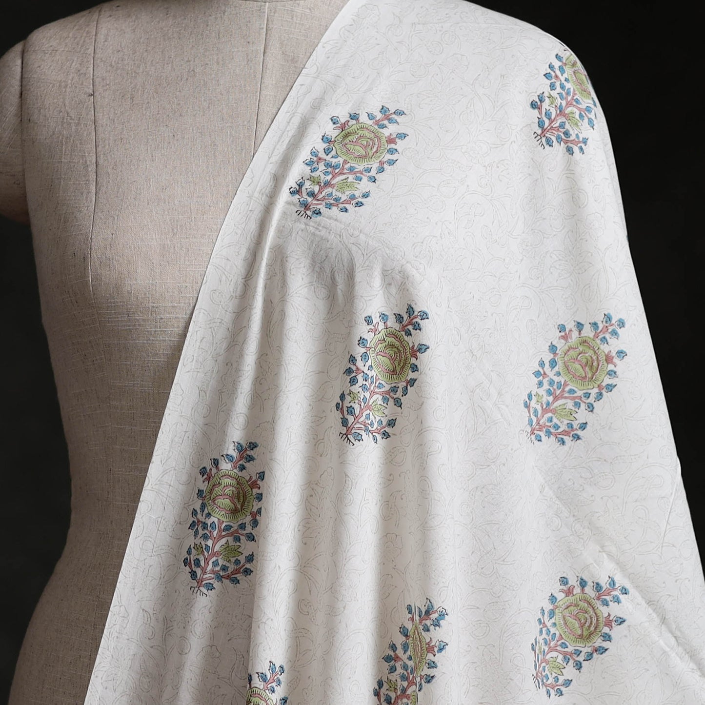 Sanganeri Hand Block Mughal Print Cotton Fabric 17