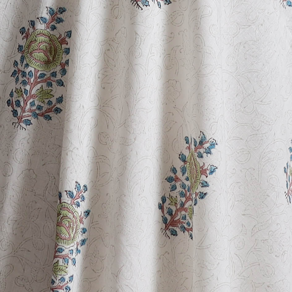 Sanganeri Hand Block Mughal Print Cotton Fabric 17