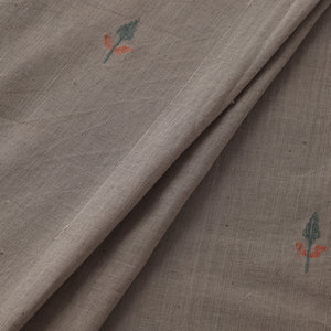 Grey - Handspun Handloom Natural Dyed Cotton Srikakulam Jamdani Fabric 01