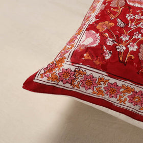 Red - cotton sanganeri floral cushion cover (16 x 16 in) 03