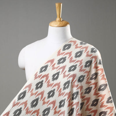 Beige With Motifs Design Pochampally Central Asian Ikat Cotton Handloom Fabric