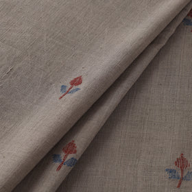 Grey - Handspun Handloom Natural Dyed Cotton Srikakulam Jamdani Fabric 03
