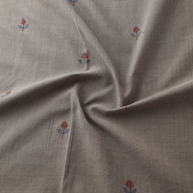 Grey - Handspun Handloom Natural Dyed Cotton Srikakulam Jamdani Fabric 03