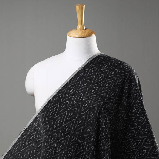 Black - Pochampally Ikat Weave Cotton Handloom Fabric