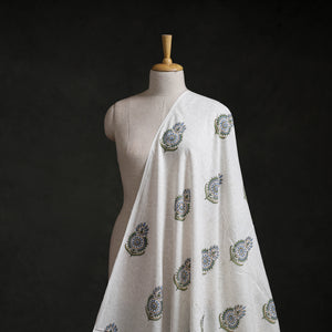 White - Sanganeri Hand Block Mughal Print Cotton Fabric 20