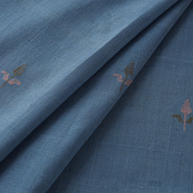 Blue - Handspun Handloom Natural Dyed Cotton Srikakulam Jamdani Fabric 04