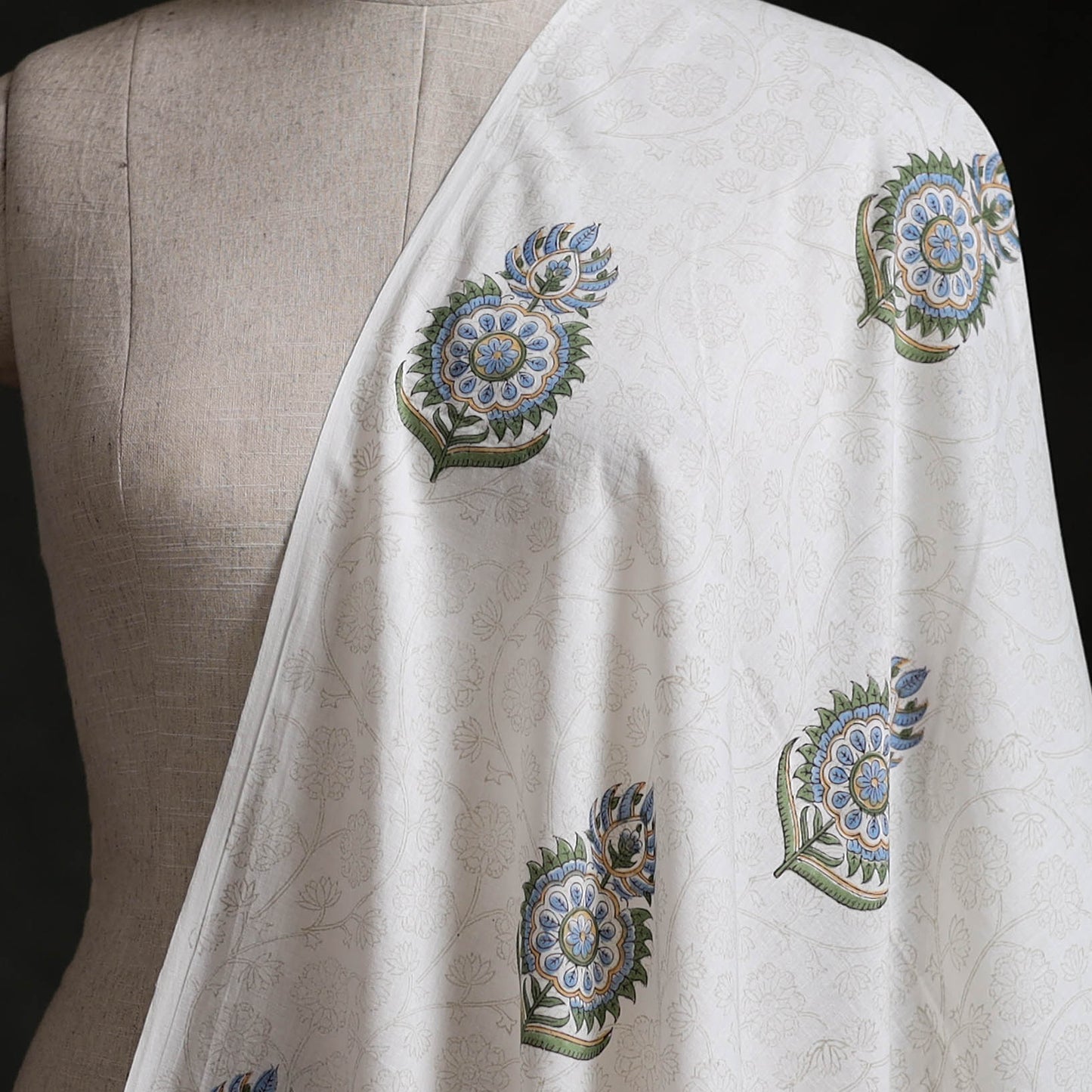 Sanganeri Hand Block Mughal Print Cotton Fabric 20