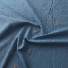 Blue - Handspun Handloom Natural Dyed Cotton Srikakulam Jamdani Fabric 04