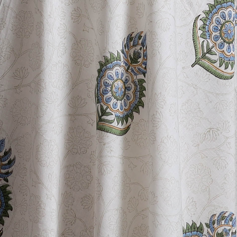 Sanganeri Hand Block Mughal Print Cotton Fabric 20